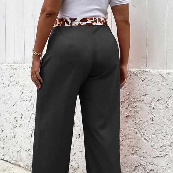 Plus Black Wide Leg Work Pants Minimalist - Picture 10 of 10